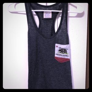 gray racerback tank with California pocket